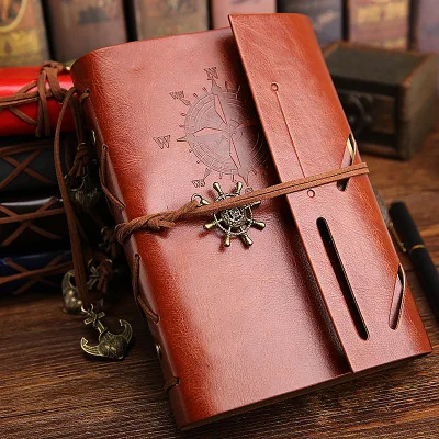 A6 Vintage Pirate Ship Notebook Sketchbook Diary Leather Book Travel Journal 