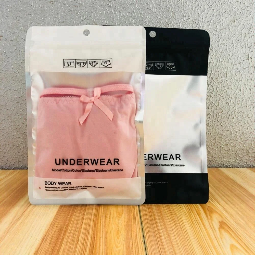 hot sale customized logo garment zipper bag for underwear packaging zip lock bag
