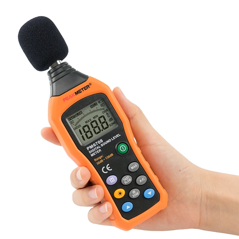 Noise Tester Handheld Measuring Instrument Sound Level Meter Measurement Decibel for Indoor Industry Outdoor with Measuring Range 30~130dBA or 35~135dBC