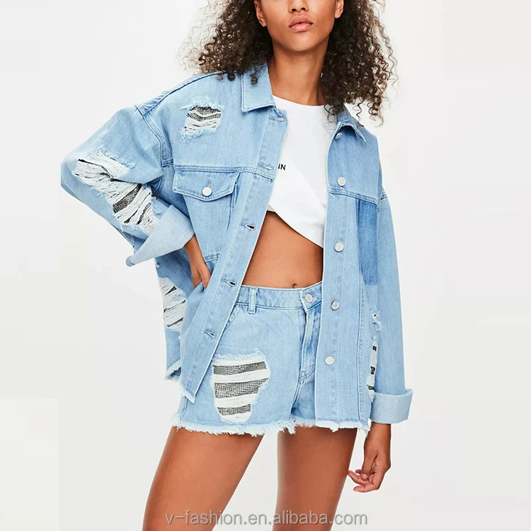 oversized embellished denim jacket