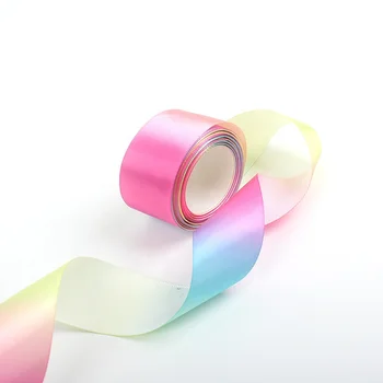 Polyester Strap Tape Label Maker Custom Sublimation Print Rainbow Satin Ribbon Roll for Gift Package