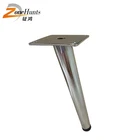 Antique Round Golden Color Incline Sofa Foot Tapered Chromium Plated Metal Couch Foot