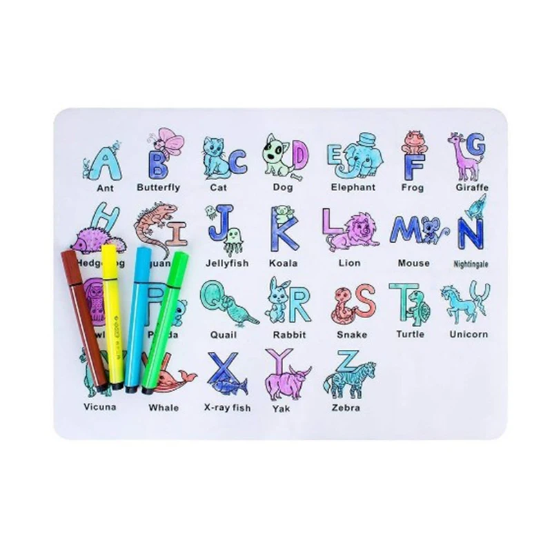 Non Slip & Soft Foldable Washable Drawing Painting Table Kids Mat Silicone Placemat