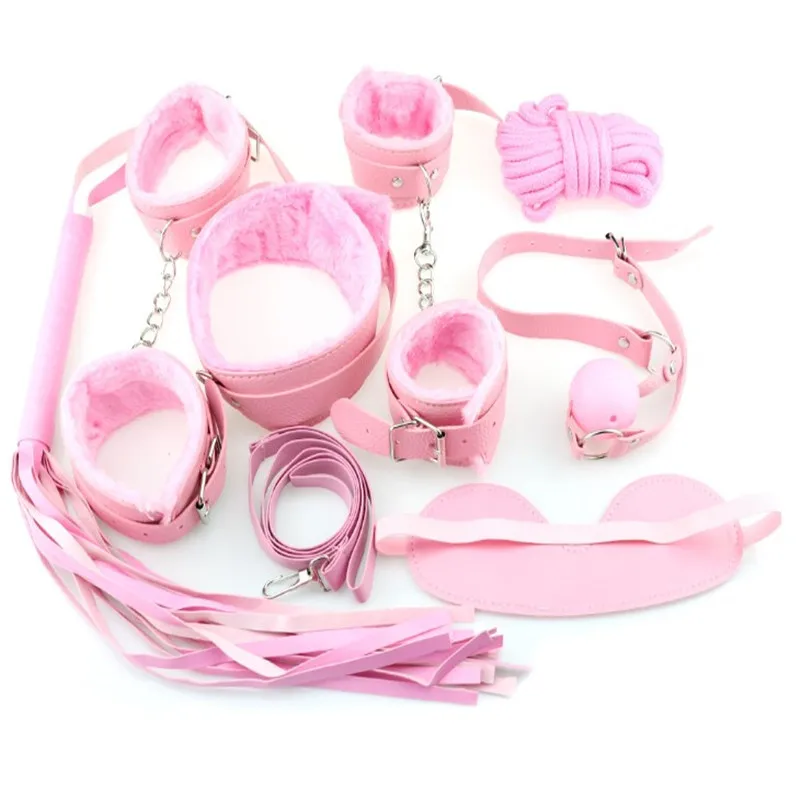 Hot Selling 10pcs Leather Sex Toys Bdsm Bondage Restraints Kit For