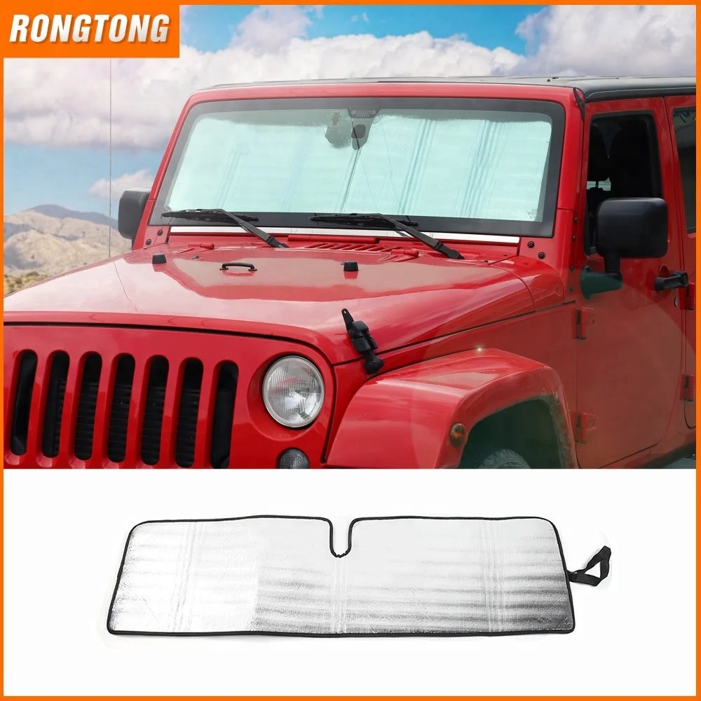 MOBFIDOFG Front Window Windshield Sunshade Car Front Window Anti UV Rays Protector Sun Shield Cover Accessories Fit For Jeep Wrangler Parts 