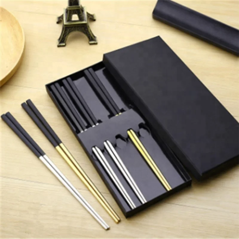 Personalized 304 Stainless Steel Chopsticks Wedding Chopsticks Gift set with Packing Box