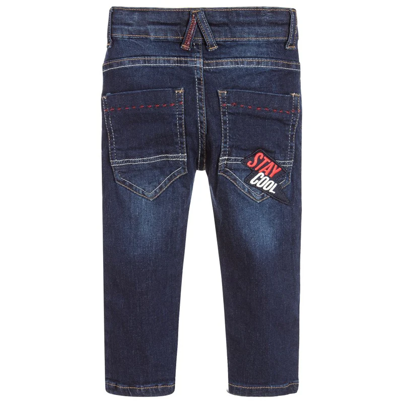 Wholesale customized jeans spandex cotton dark blue kids denim jeans