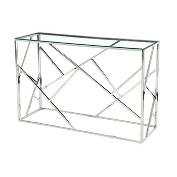 most popular mirror surface console table chromed colour metal console table stainless steel hall table