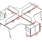 Table 4 Seat 4 Workstation ISO9001 Wooden Office Furniture Table Design 4 Seat Cubicle Office Workstation