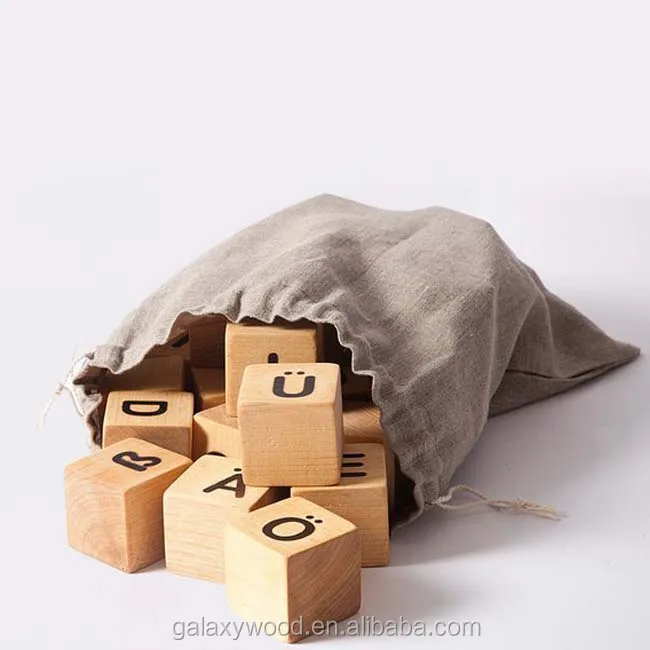 unfinished wooden alphabet blocks