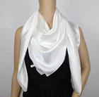 White Silk Scarf Customized 100% Pure White Silk Satin Scarf