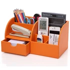 Organizer Office Multifunctional PU Leather Desk Organizer Desktop Storage Box Office Organizer