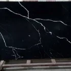 Black Stone China Engineer Quartz Slab Marble Calacatta Veins Black Quartz Stone