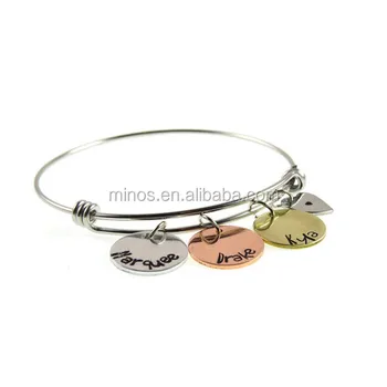 Wholesale Kids Jewelry, Stainless Steel Family Jewelry Mother Children Names Charm Bangle
