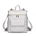 Leather Diaper Bag Diaper Bags Grey PU Leather Diaper Bag Backpack With Diamond Patterns
