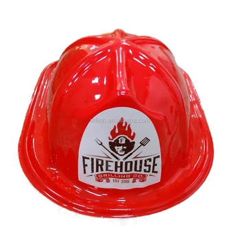 Popular wholesale funny plastic red fire hat custom logo PVC fireman hat for carnival MFJ-0027