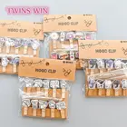 New Popular In America DIY Decoration Wall Creative Cartoon Photo Clip 10 Pcs /bag Message Note Name Card Wooden Clip
