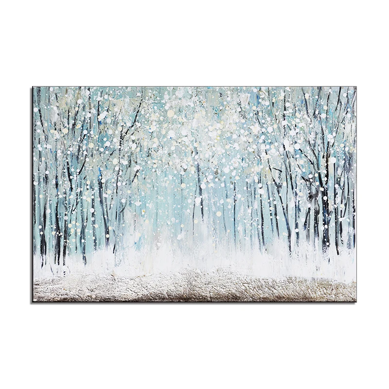 Art & Collectibles Oil Original Birch Trees Canvas Wall Art Abstract ...