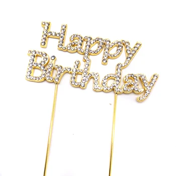 factory supply crystal rhinestone "Happy birthday" cake topper