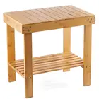 Bench Bamboo Spa Bench Wood Seat Stool Foot Rest Shaving Stool With Storage Shelf
