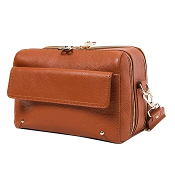 Alibaba Wholesale Women Famous Brown Leather Crossbody Handbag