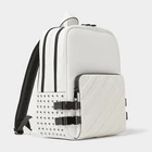 Black School Bags Oem Custom Logo Black Pu Leather Waterproof Laptop Backpack Travel Rivet Men School Bags