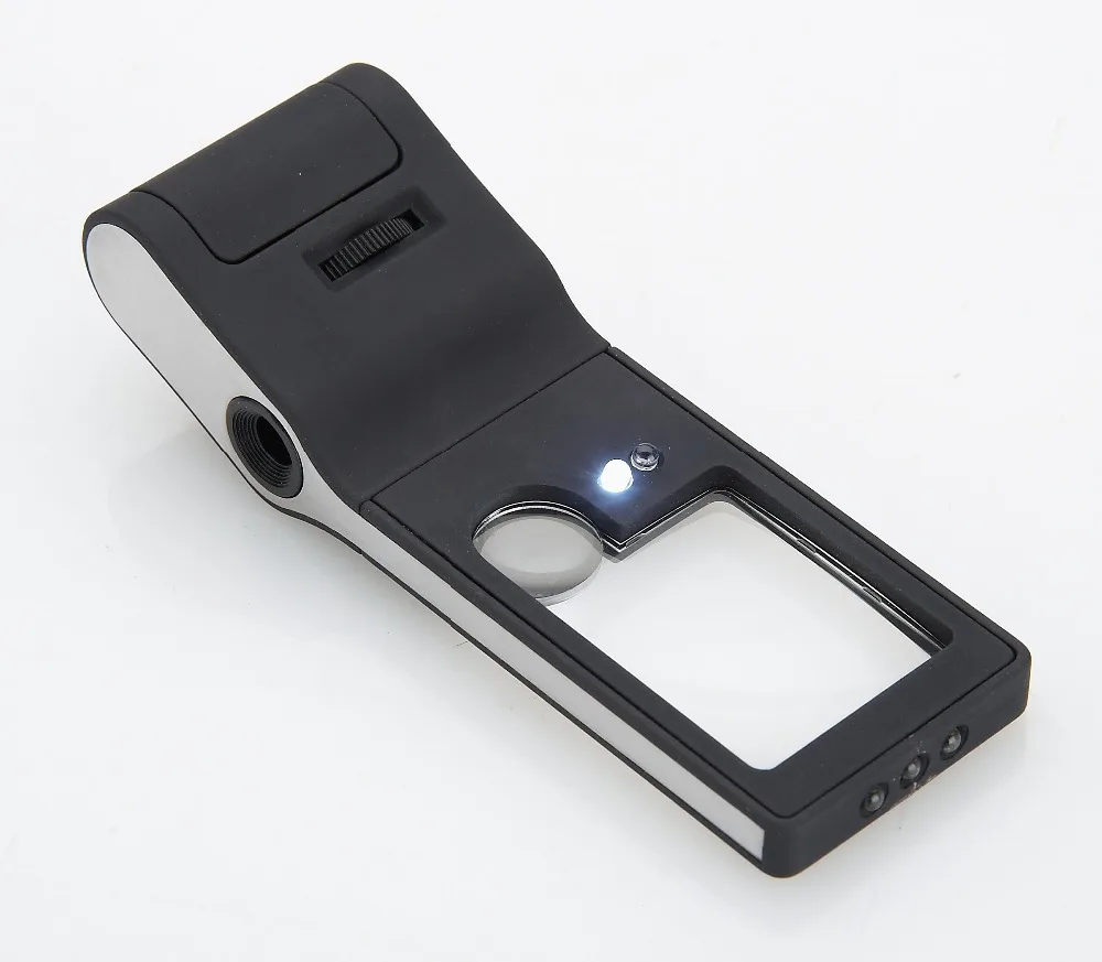LED Handheld 3X 10X magnifier 55X Microscope Loupe UV Light Magnifying Glasses 