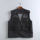 Mesh Vest Men OEM Streetwear Men Multiple Cargo Pockets Military Mesh Vest