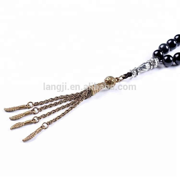 YS01 33 Beads Muslim Rosary Jerusalem Turkish Genuine Religious Connector Necklaces Handmade Ball Silver Plated Prayer Beads