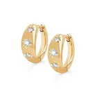 Gold Earrings Earrings Gemnel Hot Sale 18K Gold Diamond Beautiful Huggie Designed Starburst Hoop Earrings