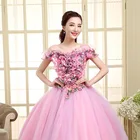 Neck Wedding Dresses New Style Pink Slash Neck Flower Strapless Wedding Dresses 2016