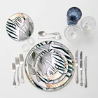 Fruit Dish Unique Decorative Fruit Plate Green Leaves Cheap Price Snack Dish Custom Ceramic Marble Dessert Plate