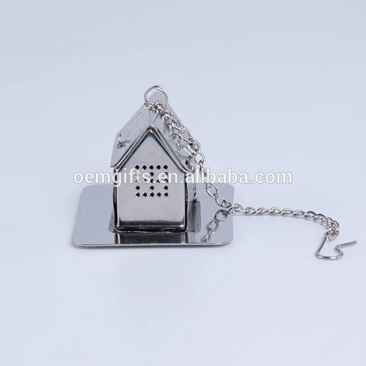 Promo custom Stainless Steel House Shape Tea Infuser With Plate