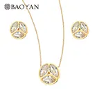 Jewelry Set Bridal Baoyan Luxury Gold Silver Stainless Steel Jewelry Set Dazzling Zircon Bridal Jewelry Set