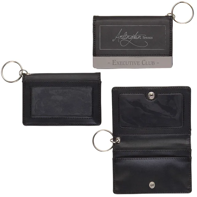 Leatherette ID holder with Key Chain Wallet,  Card Holder Blank Laser Supplies leatherette Wallet with keyring