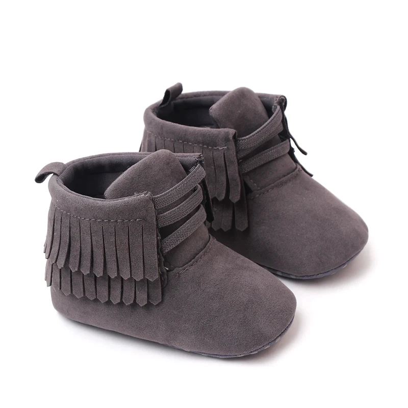 Solid Color Bright Eye Suede Baby Girls Soft Soled Spring and Autumn Warm Walking Shoes factory