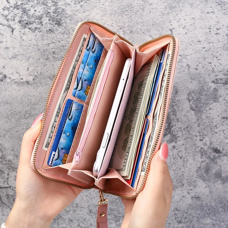 Women's Handbag Purse Long Tassel Large Capacity Money Clip Phone Bag Wholesale Color Contrast Stitching Zipper Lady Wallet