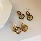 Vintage Drop Earrings Vershal Vintage Exaggerated 18K Gold Plated Resin Circle Tassel Drop Earrings Jewelry