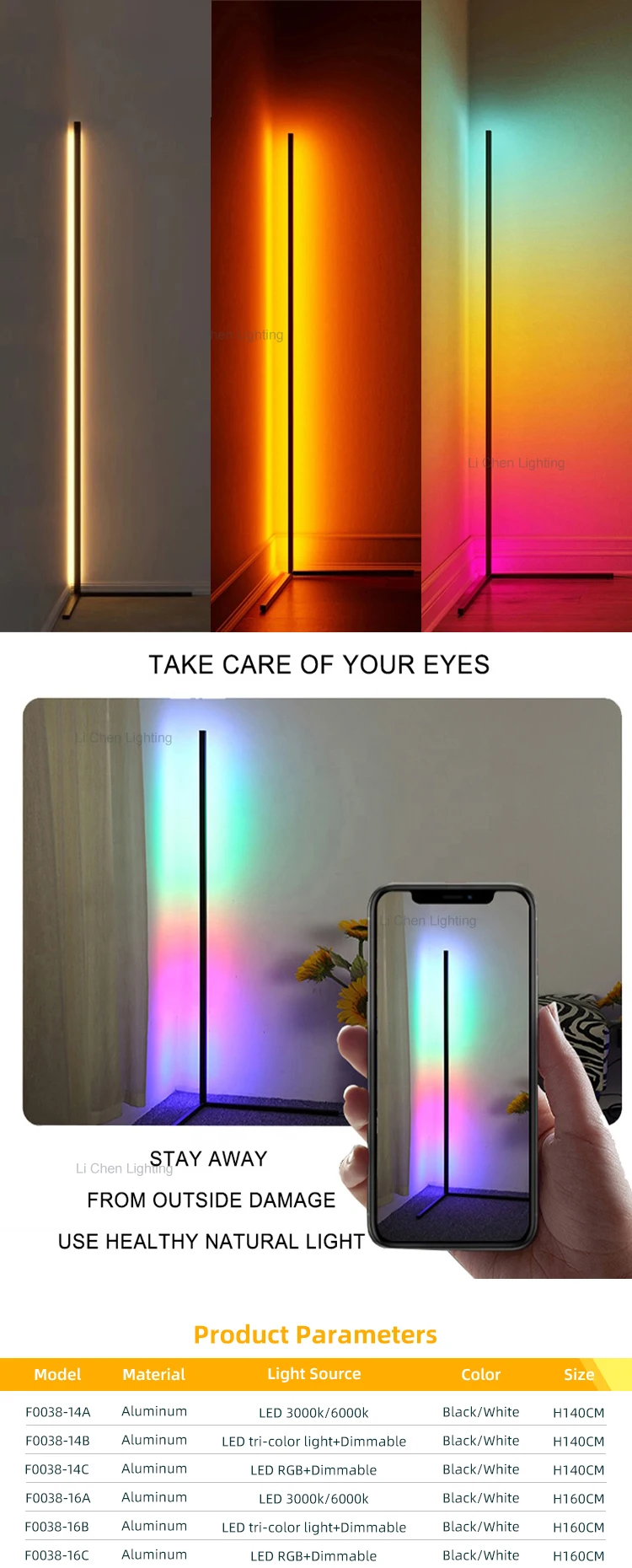 f0038 contemporary style indoor decoration home bedroom living room modern led floor lamp-1