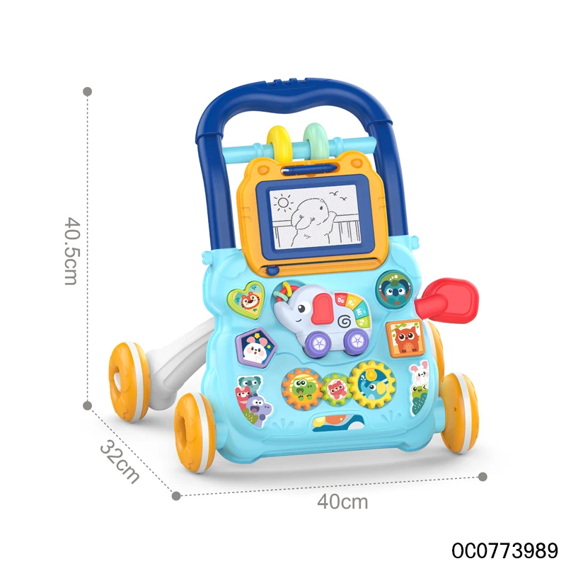 Learn to walk toy high quality baby walker with wheels with music with drawing board