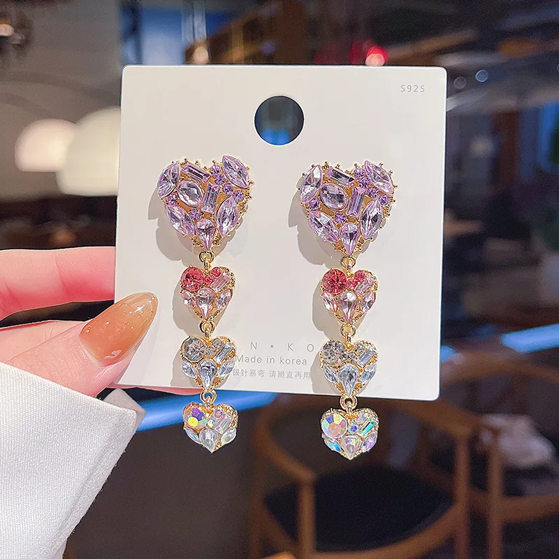 personality fashion love crystal earrings women 2022 year new trend light luxury exquisite earrings jewelry