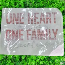 Wholesale Cheer Rhinestone One Heart One Team One Family Cheerleader Hotfix Transfers Only For T shirt