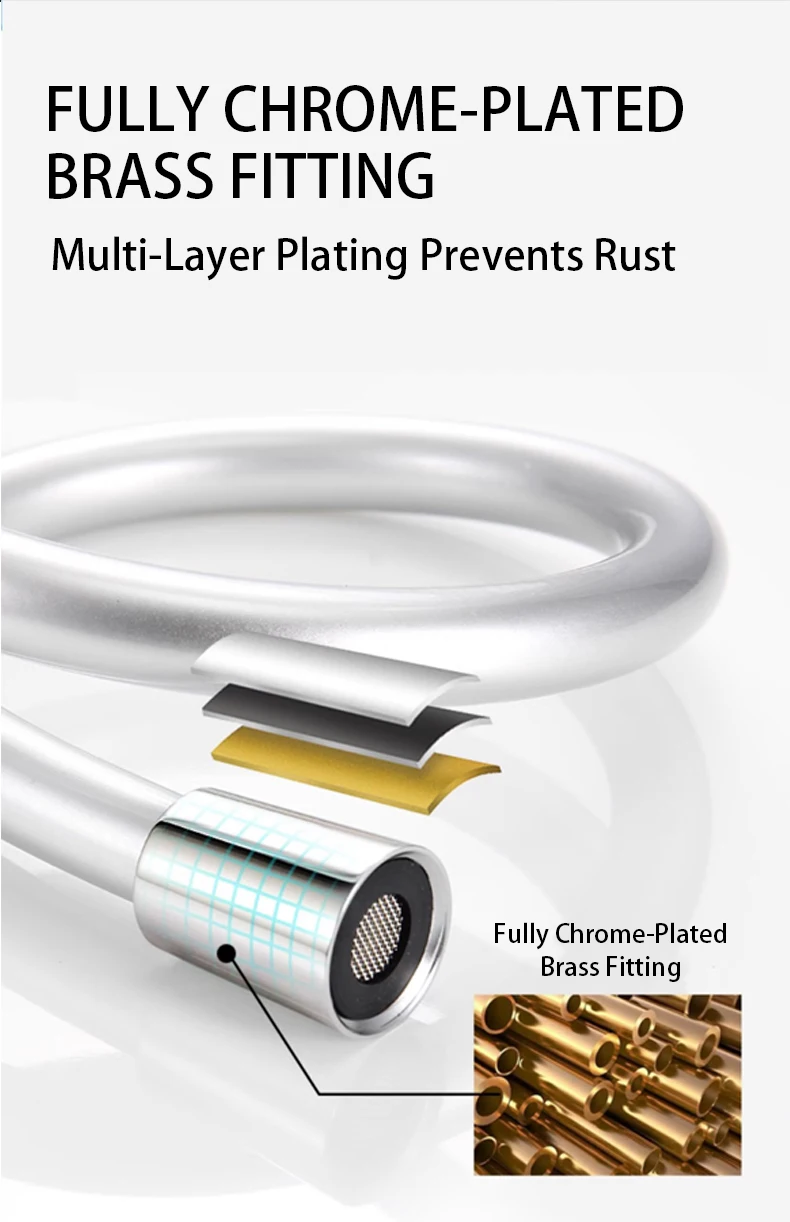 PVC Shower Hose Flexible High Pressure Shower Head with Holder Bathroom Accessories for Home Hotel factory