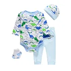 Baby Clothes For Baby 100% Cotton Newborn Baby Unisex Clothes Set For Summer Romper Pants Hat And Socks 4 Pcs Outfit