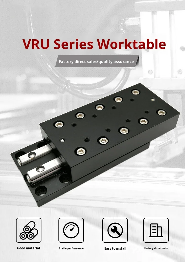 product vru simple linear x axis sliding table slider cross roller guide single axis displacement table workbench with motor and gear-11