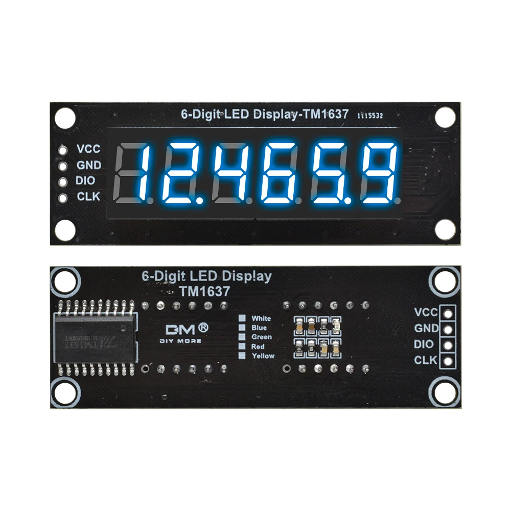 thumbnail image 2 of 0.56" 5V LED Digital Display Module 6-Digit 7-Segment TM1637 Indicator Tube With Yellow Light Plug And Play 2 of 12