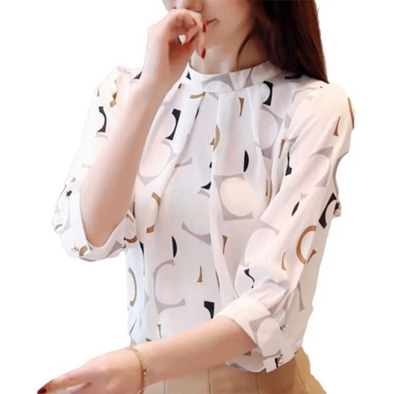 Blusa De Chifón Cuello Levantado Para Mujer,Ropa Coreana Con Estampado,Tops Elegantes Y Para Blanco,2022 - Buy Camisa Blanca,Blusa De Gasa,Ropa De Las Mujeres Product on Alibaba.com