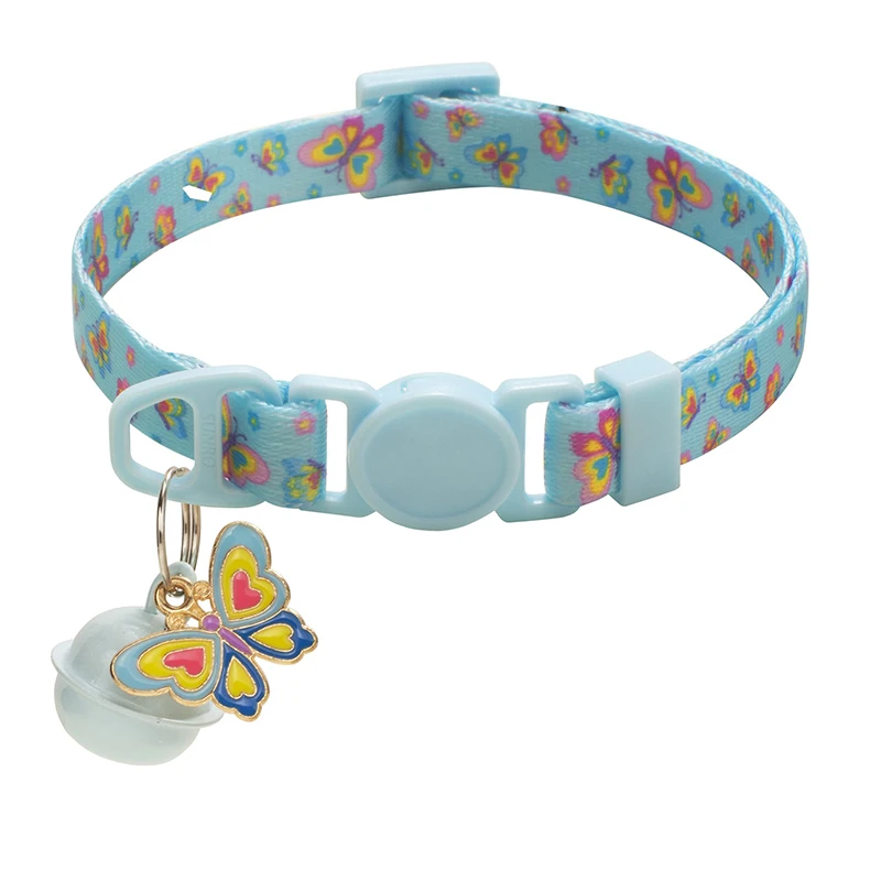 Hot Selling Modern Butterfly Print Nylon Dog Collar Soft Adjustable Small Bell Eco-Friendly Pet Accessories