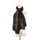 Scarf Printed Scarf Wholesales Hot Sale Stylish Custom Print Black Checked Cotton Scarf
