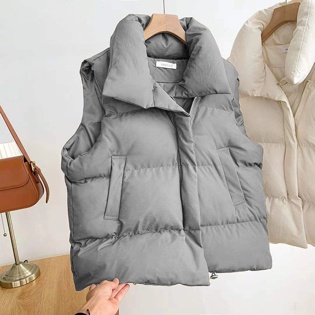 Cheap 2024 Fall Winter Women Clothes Coat Puffer Sleeveless Jacket Black Colour New Women Puffer Vest manufacture